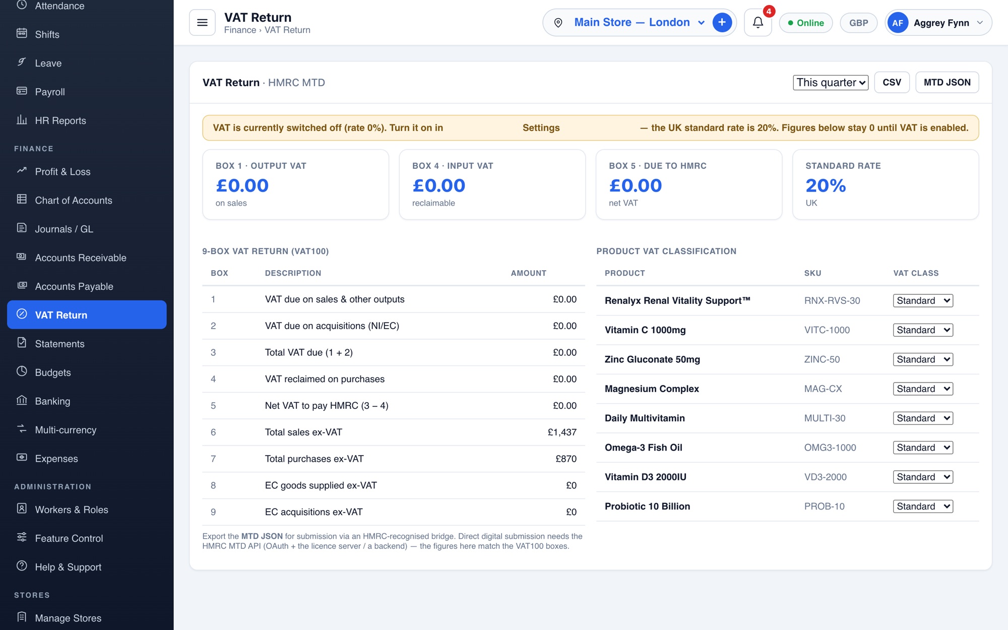PointFlow VAT return